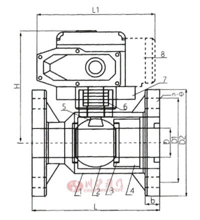 電動(dòng)法蘭塑料球閥結(jié)構(gòu)圖