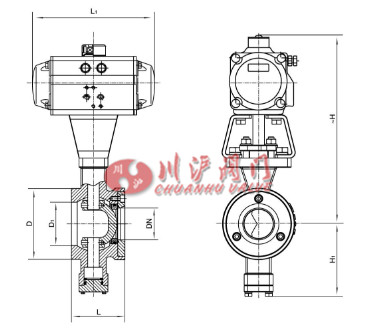 氣動V型調(diào)節(jié)球閥 結構圖